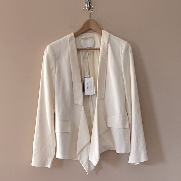 3.1 Phillip Lim -Tuxedo Blazer with Draped Overlap in Eggshell - Picture 3 of 9